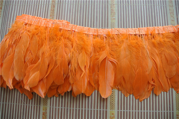 20 meters Orange Goose feather trimming fringe 6-7inch in width